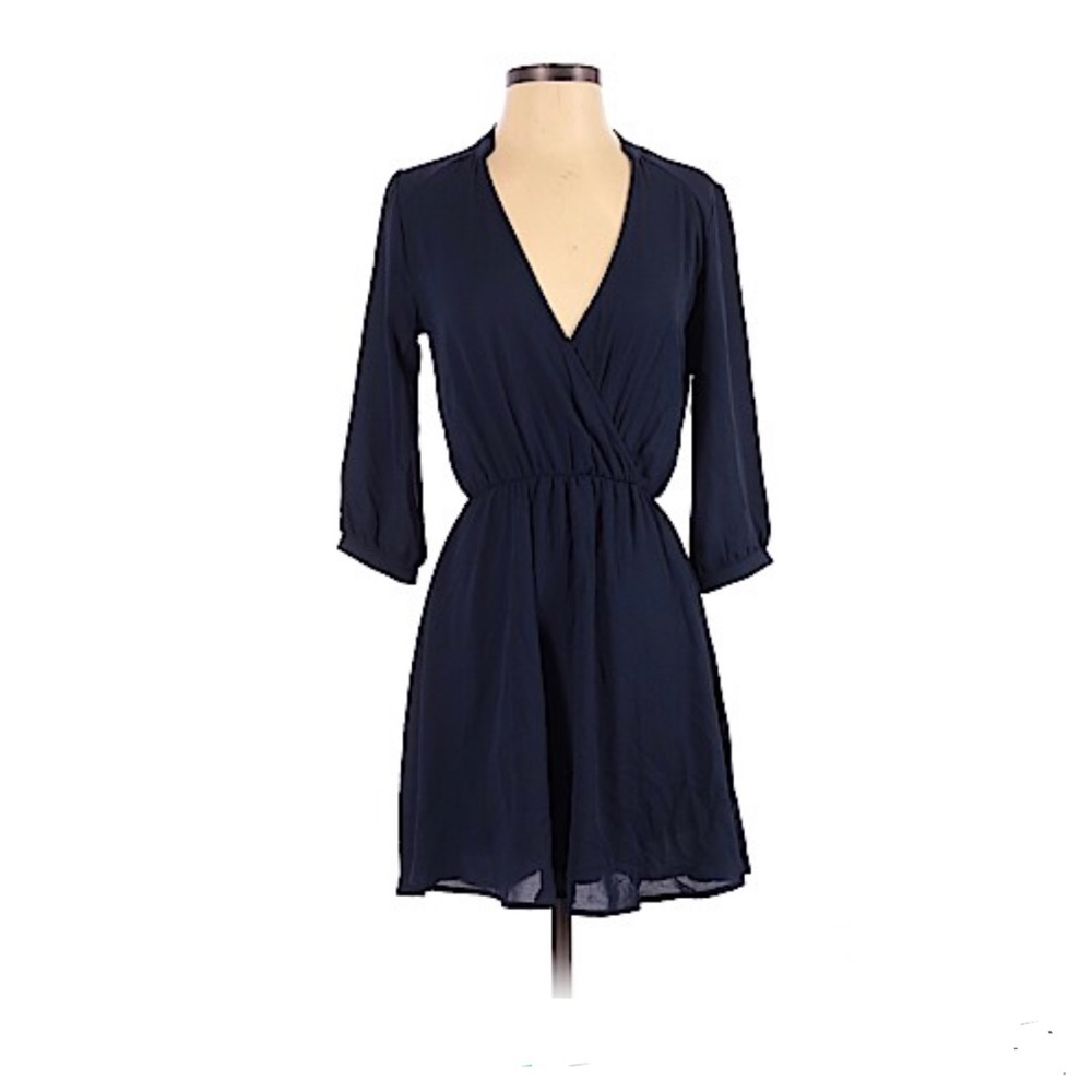 LUSH 3/4 Sleeved Casual Black Mini Dress